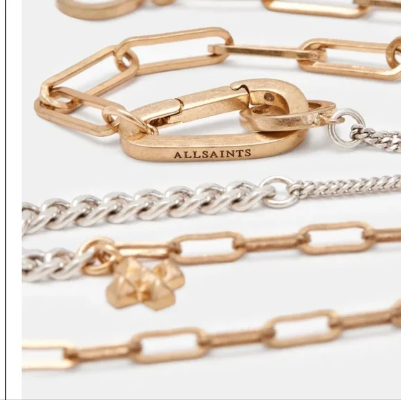 ALL SAINTS Emory Mixed Chain Necklace - Picture 4 of 5